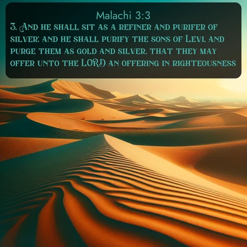 citation biblique : 3. And he shall sit as a refiner and purifer of silver: and he shall purify the sons of Levi, and purge them as gold and silver, that they may offer unto the LORD an offering in righteousness.
 sur fond image nature