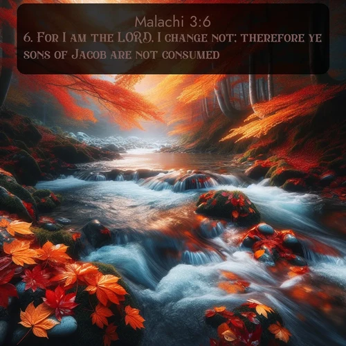 citation biblique : 6. For I am the LORD, I change not; therefore ye sons of Jacob are not consumed.
 sur fond image nature
