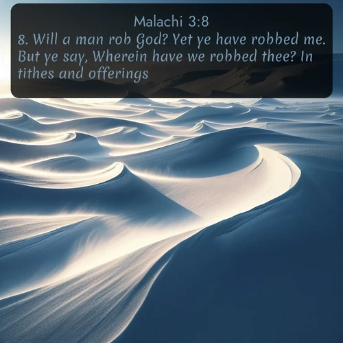 citation biblique : 8. Will a man rob God? Yet ye have robbed me. But ye say, Wherein have we robbed thee? In tithes and offerings.
 sur fond image nature