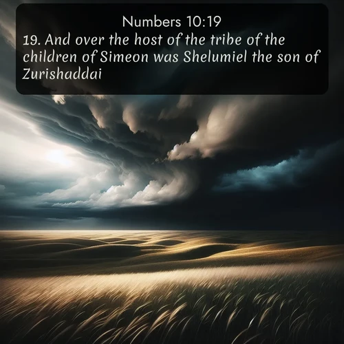 citation biblique : 19. And over the host of the tribe of the children of Simeon was Shelumiel the son of Zurishaddai.
 sur fond image nature
