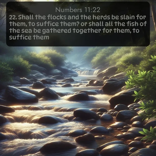 citation biblique : 22. Shall the flocks and the herds be slain for them, to suffice them? or shall all the fish of the sea be gathered together for them, to suffice them?
 sur fond image nature
