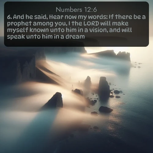 citation biblique : 6. And he said, Hear now my words: If there be a prophet among you, I the LORD will make myself known unto him in a vision, and will speak unto him in a dream.
 sur fond image nature