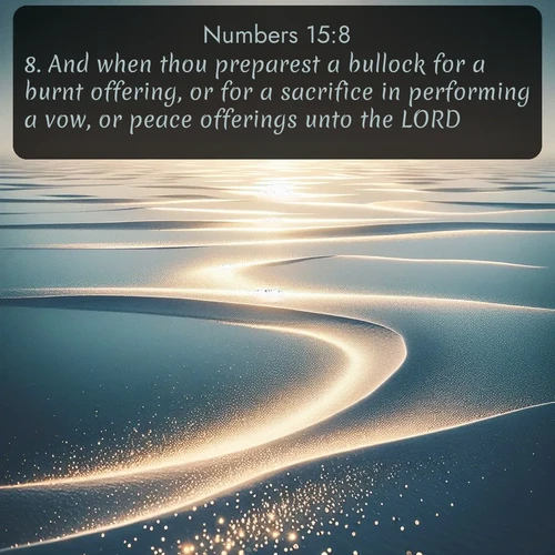 citation biblique : 8. And when thou preparest a bullock for a burnt offering, or for a sacrifice in performing a vow, or peace offerings unto the LORD:
 sur fond image nature
