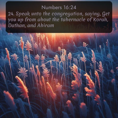 citation biblique : 24. Speak unto the congregation, saying, Get you up from about the tabernacle of Korah, Dathan, and Abiram.
 sur fond image nature