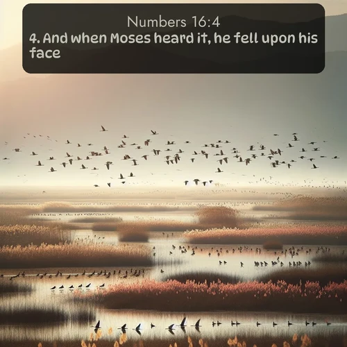 citation biblique : 4. And when Moses heard it, he fell upon his face:
 sur fond image nature