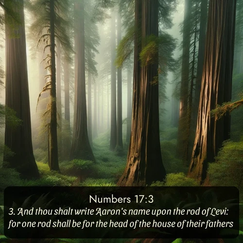 citation biblique : 3. And thou shalt write Aaron&#039;s name upon the rod of Levi: for one rod shall be for the head of the house of their fathers.
 sur fond image nature