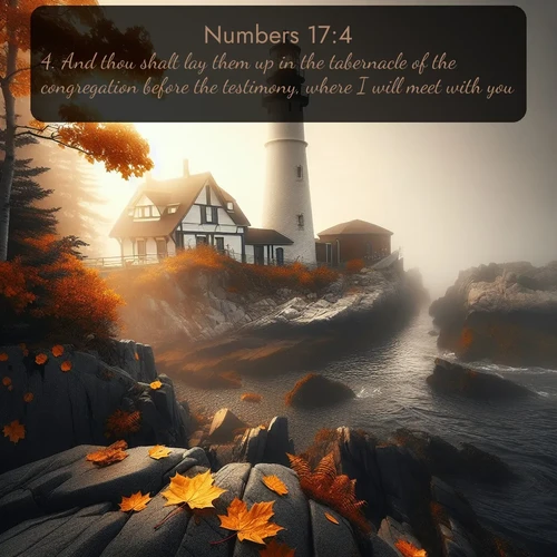 citation biblique : 4. And thou shalt lay them up in the tabernacle of the congregation before the testimony, where I will meet with you.
 sur fond image nature