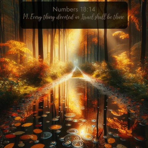 citation biblique : 14. Every thing devoted in Israel shall be thine.
 sur fond image nature