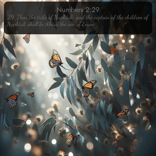 citation biblique : 29. Then the tribe of Naphtali: and the captain of the children of Naphtali shall be Ahira the son of Enan.
 sur fond image nature