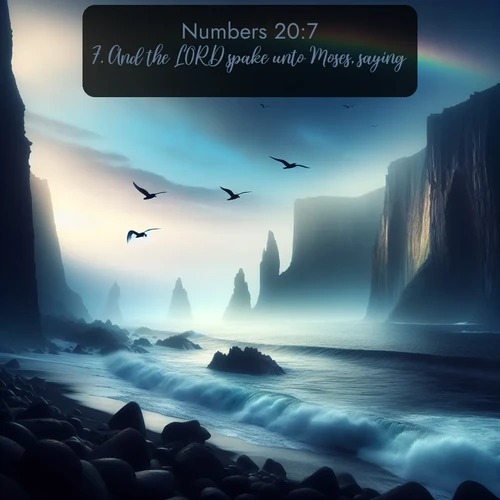citation biblique : 7. And the LORD spake unto Moses, saying,
 sur fond image nature