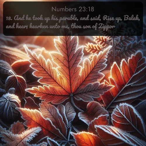 citation biblique : 18. And he took up his parable, and said, Rise up, Balak, and hear; hearken unto me, thou son of Zippor:
 sur fond image nature