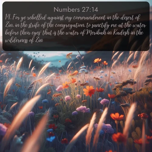 citation biblique : 14. For ye rebelled against my commandment in the desert of Zin, in the strife of the congregation, to sanctify me at the water before their eyes: that is the water of Meribah in Kadesh in the wilderness of Zin.
 sur fond image nature