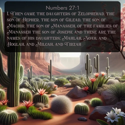 citation biblique : 1. Then came the daughters of Zelophehad, the son of Hepher, the son of Gilead, the son of Machir, the son of Manasseh, of the families of Manasseh the son of Joseph: and these are the names of his daughters; Mahlah, Noah, and Hoglah, and Milcah, and Tirzah.
 sur fond image nature