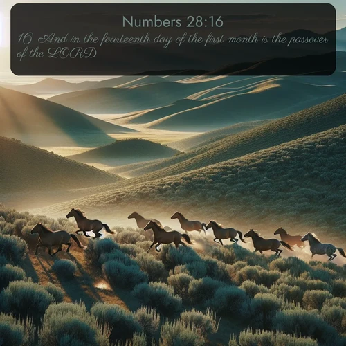 citation biblique : 16. And in the fourteenth day of the first month is the passover of the LORD.
 sur fond image nature
