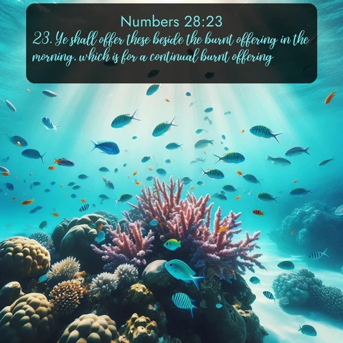 citation biblique : 23. Ye shall offer these beside the burnt offering in the morning, which is for a continual burnt offering.
 sur fond image nature