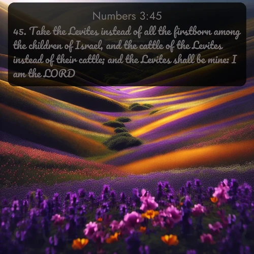 citation biblique : 45. Take the Levites instead of all the firstborn among the children of Israel, and the cattle of the Levites instead of their cattle; and the Levites shall be mine: I am the LORD.
 sur fond image nature