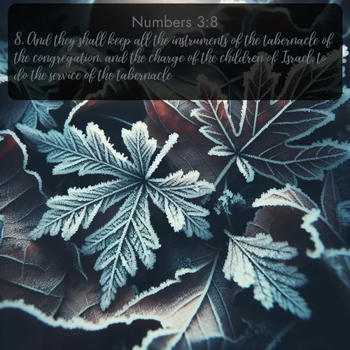 citation biblique : 8. And they shall keep all the instruments of the tabernacle of the congregation, and the charge of the children of Israel, to do the service of the tabernacle.
 sur fond image nature