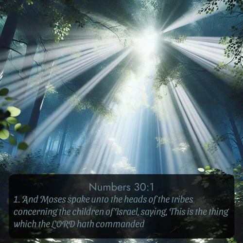 citation biblique : 1. And Moses spake unto the heads of the tribes concerning the children of Israel, saying, This is the thing which the LORD hath commanded.
 sur fond image nature