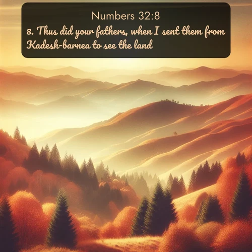 citation biblique : 8. Thus did your fathers, when I sent them from Kadesh-barnea to see the land.
 sur fond image nature