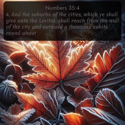 citation biblique : 4. And the suburbs of the cities, which ye shall give unto the Levites, shall reach from the wall of the city and outward a thousand cubits round about.
 sur fond image nature