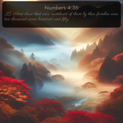 citation biblique : 36. And those that were numbered of them by their families were two thousand seven hundred and fifty.
 sur fond image nature