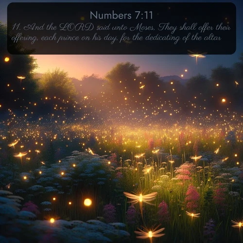 citation biblique : 11. And the LORD said unto Moses, They shall offer their offering, each prince on his day, for the dedicating of the altar.
 sur fond image nature