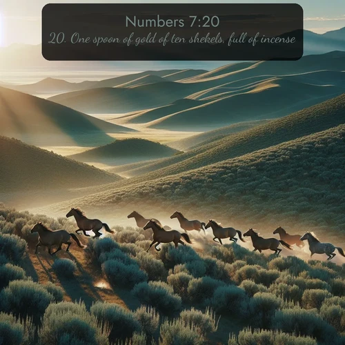 citation biblique : 20. One spoon of gold of ten shekels, full of incense:
 sur fond image nature