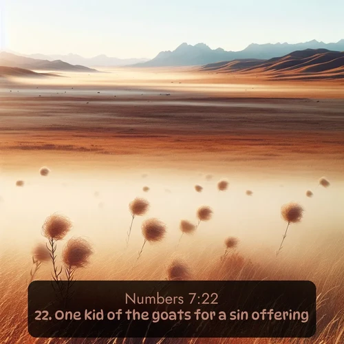 KJV Numbers  ; image nature: image with the bible verse :One kid of the goats for a sin offering: ; Discover a gallery of Bible verse images showcasing the beauty of autumn, with golden leaves, red forests, and peaceful fields bathed in soft light. These soothing scenes are perfect for accompanying inspiring verses like KJV Numbers 7:22. Current verse is overlayed with the thematic nature scene : Autumn wind sends tumbleweeds dancing across the prairie. ; 7:22
