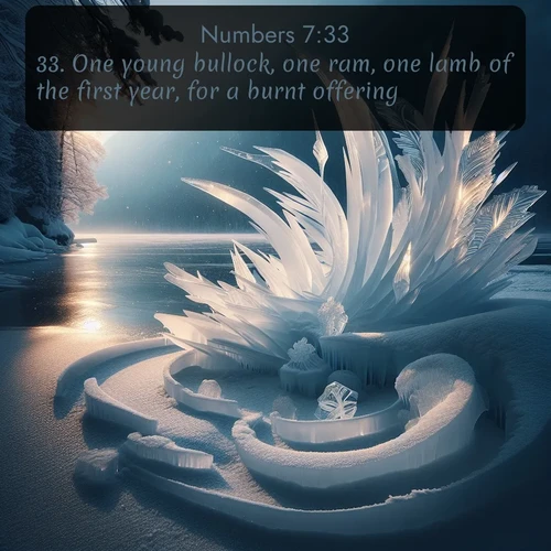 citation biblique : 33. One young bullock, one ram, one lamb of the first year, for a burnt offering:
 sur fond image nature