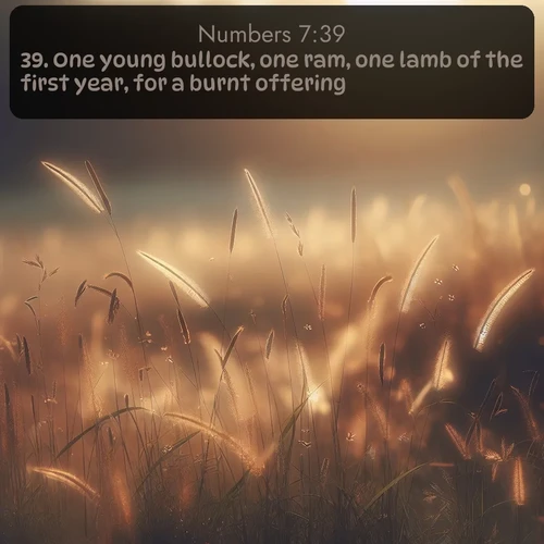citation biblique : 39. One young bullock, one ram, one lamb of the first year, for a burnt offering:
 sur fond image nature