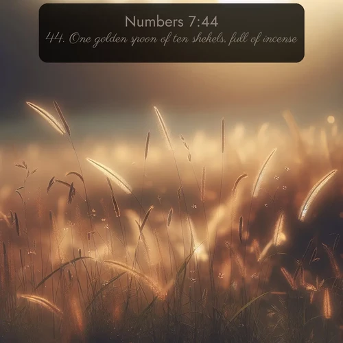 citation biblique : 44. One golden spoon of ten shekels, full of incense:
 sur fond image nature