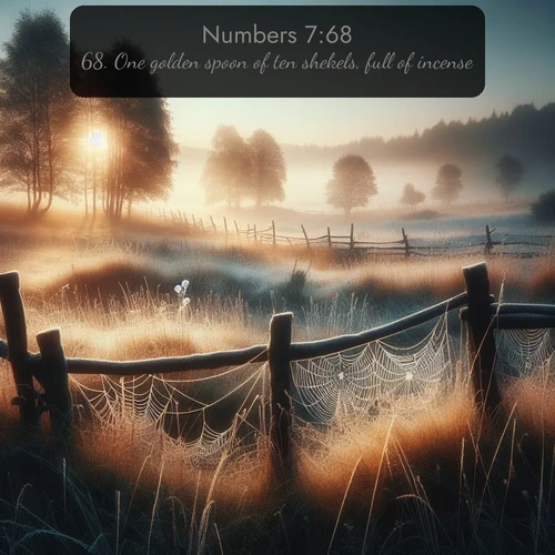citation biblique : 68. One golden spoon of ten shekels, full of incense:
 sur fond image nature