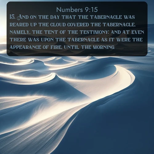 citation biblique : 15. And on the day that the tabernacle was reared up the cloud covered the tabernacle, namely, the tent of the testimony: and at even there was upon the tabernacle as it were the appearance of fire, until the morning.
 sur fond image nature