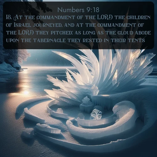 citation biblique : 18. At the commandment of the LORD the children of Israel journeyed, and at the commandment of the LORD they pitched: as long as the cloud abode upon the tabernacle they rested in their tents.
 sur fond image nature