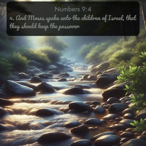 citation biblique : 4. And Moses spake unto the children of Israel, that they should keep the passover.
 sur fond image nature