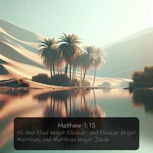 citation biblique : 15. And Eliud begat Eleazar; and Eleazar begat Matthan; and Matthan begat Jacob;
 sur fond image nature