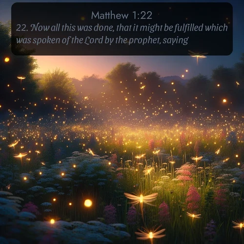 citation biblique : 22. Now all this was done, that it might be fulfilled which was spoken of the Lord by the prophet, saying,
 sur fond image nature