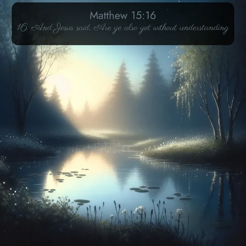 citation biblique : 16. And Jesus said, Are ye also yet without understanding?
 sur fond image nature