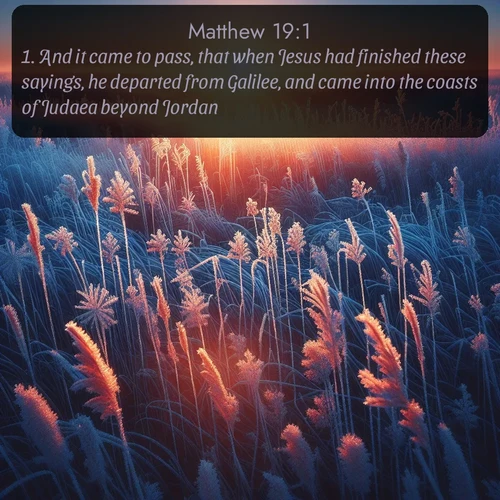 citation biblique : 1. And it came to pass, that when Jesus had finished these sayings, he departed from Galilee, and came into the coasts of Judaea beyond Jordan;
 sur fond image nature