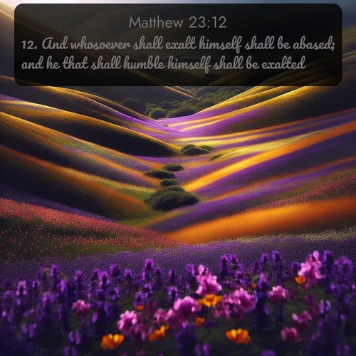citation biblique : 12. And whosoever shall exalt himself shall be abased; and he that shall humble himself shall be exalted.
 sur fond image nature