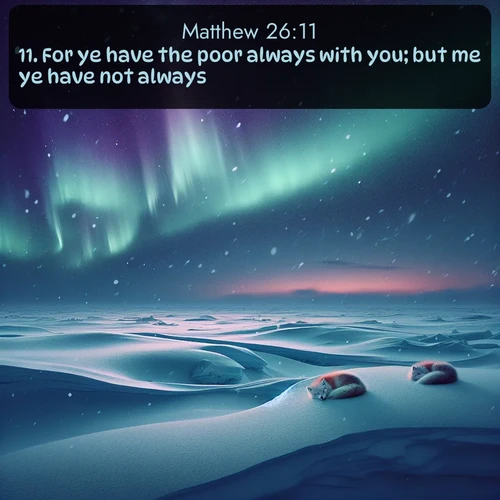 citation biblique : 11. For ye have the poor always with you; but me ye have not always.
 sur fond image nature