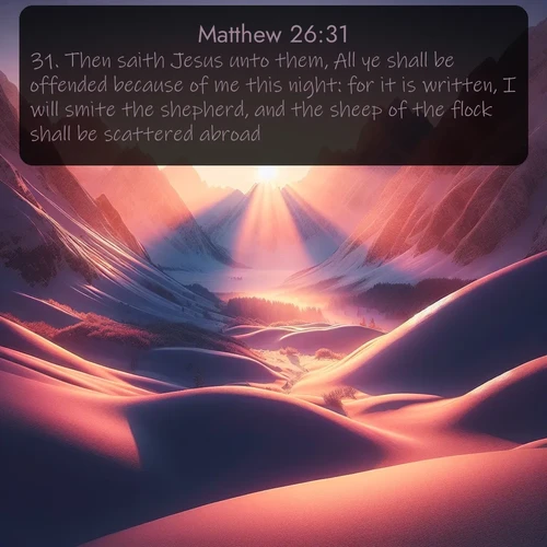 citation biblique : 31. Then saith Jesus unto them, All ye shall be offended because of me this night: for it is written, I will smite the shepherd, and the sheep of the flock shall be scattered abroad.
 sur fond image nature