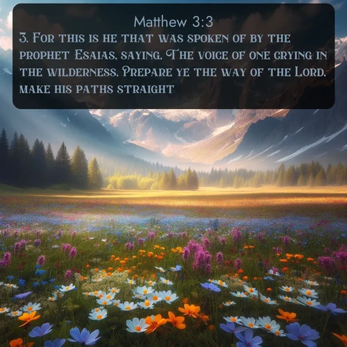 citation biblique : 3. For this is he that was spoken of by the prophet Esaias, saying, The voice of one crying in the wilderness, Prepare ye the way of the Lord, make his paths straight.
 sur fond image nature