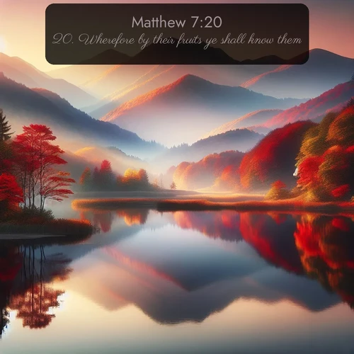 citation biblique : 20. Wherefore by their fruits ye shall know them.
 sur fond image nature