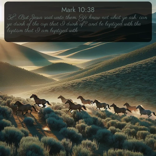 citation biblique : 38. But Jesus said unto them, Ye know not what ye ask: can ye drink of the cup that I drink of? and be baptized with the baptism that I am baptized with?
 sur fond image nature