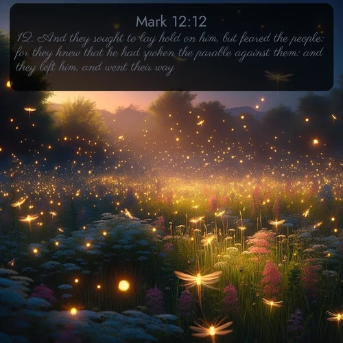 citation biblique : 12. And they sought to lay hold on him, but feared the people: for they knew that he had spoken the parable against them: and they left him, and went their way.
 sur fond image nature