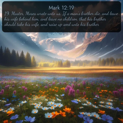 citation biblique : 19. Master, Moses wrote unto us, If a man&#039;s brother die, and leave his wife behind him, and leave no children, that his brother should take his wife, and raise up seed unto his brother.
 sur fond image nature