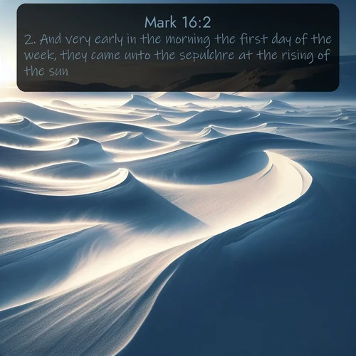 citation biblique : 2. And very early in the morning the first day of the week, they came unto the sepulchre at the rising of the sun.
 sur fond image nature