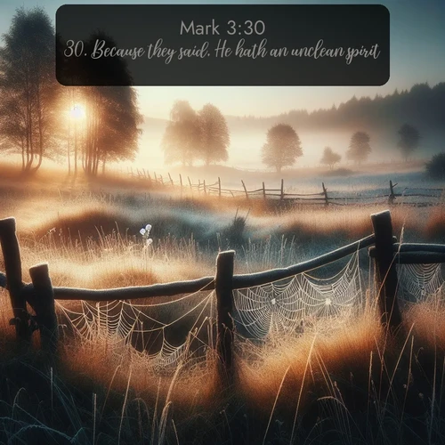 citation biblique : 30. Because they said, He hath an unclean spirit.
 sur fond image nature