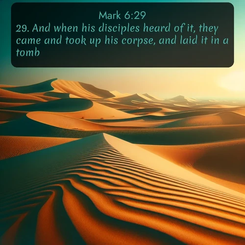 citation biblique : 29. And when his disciples heard of it, they came and took up his corpse, and laid it in a tomb.
 sur fond image nature